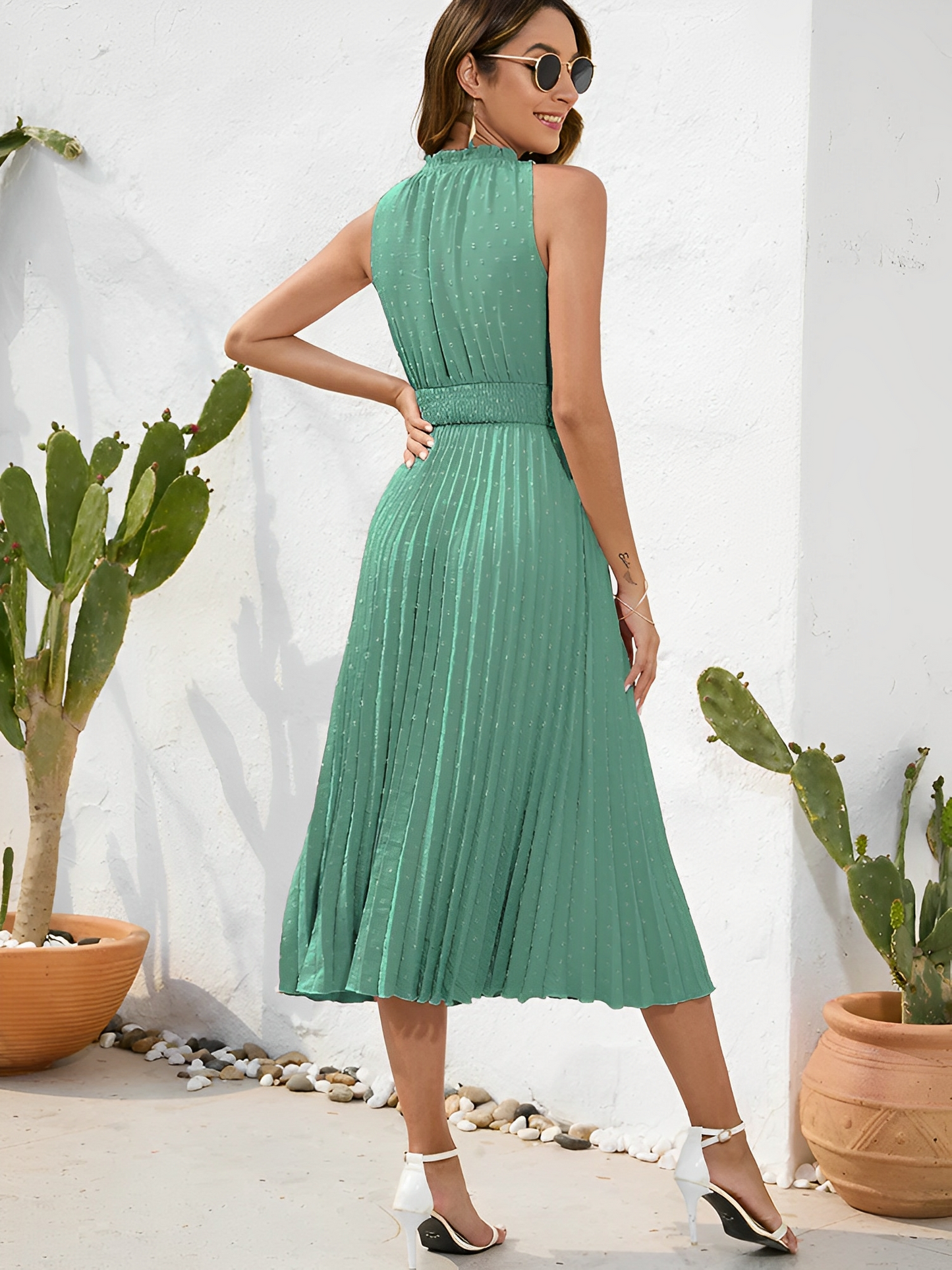 Renita - Modisches Sommerkleid mit Falten für Damen