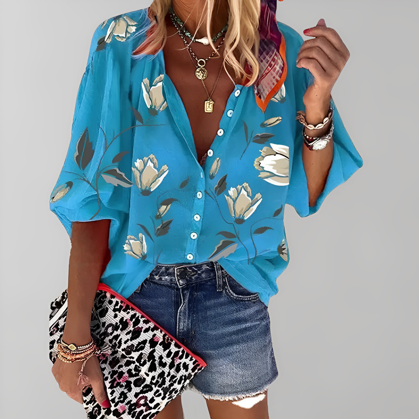 Alaina - Stilvolle Sommerbluse mit Blumenmuster für Damen