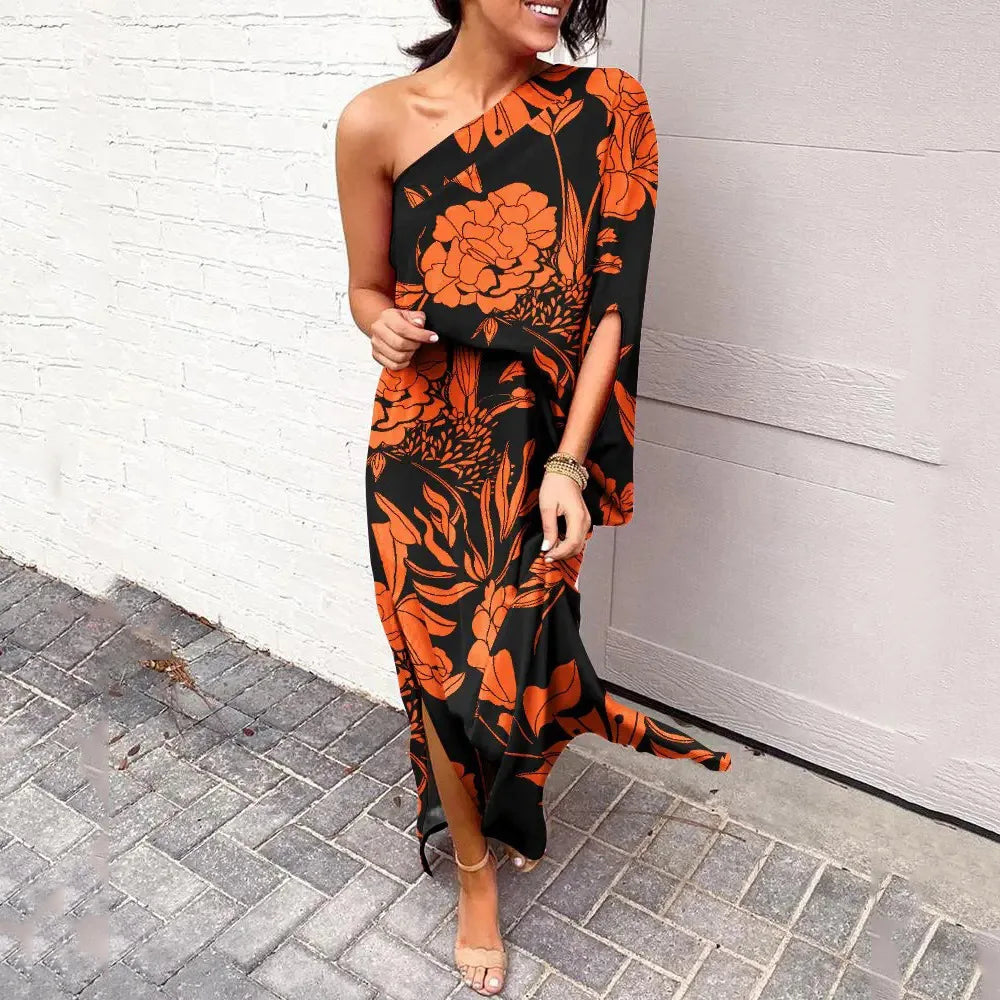 Wanda - Elegantes Kleid mit schrägen Schultern für Damen