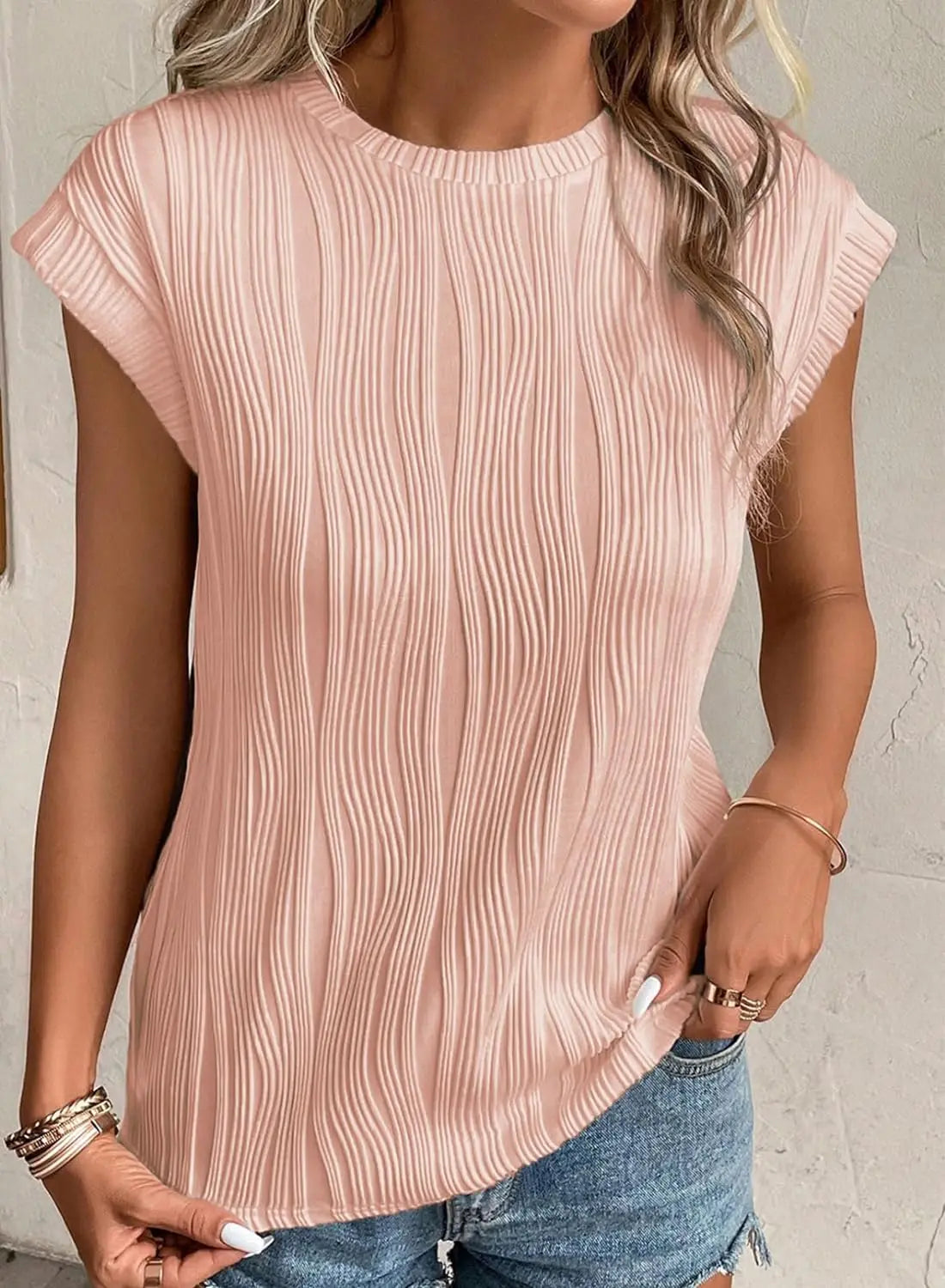 Amilia - Gestricktes ärmelloses Sommer-T-Shirt für Damen