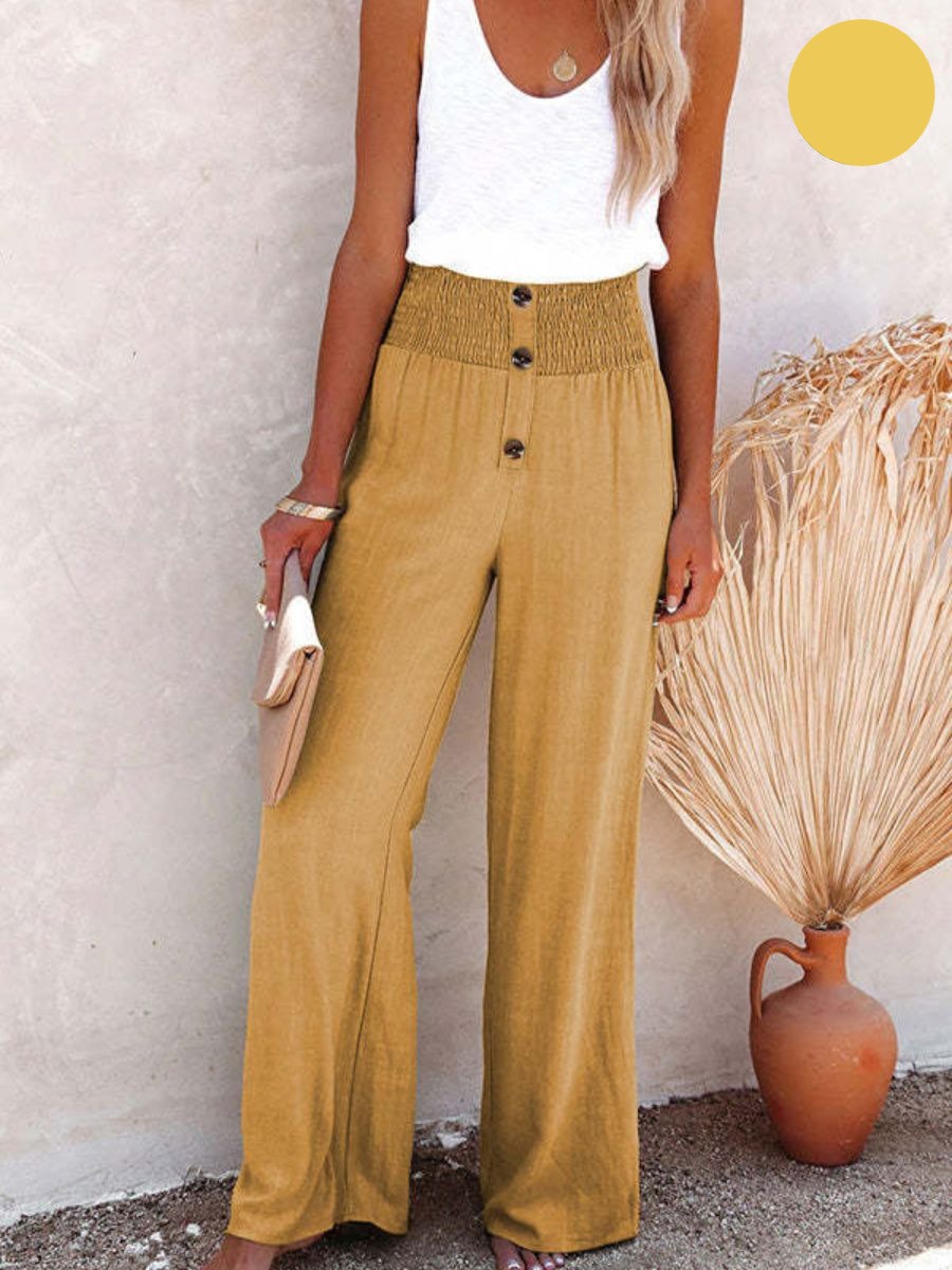Sophia – Hohe Baumwoll- & Leinenhose