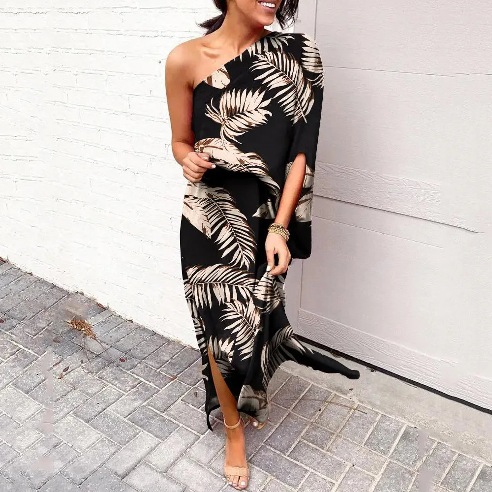 Wanda - Elegantes Kleid mit schrägen Schultern für Damen