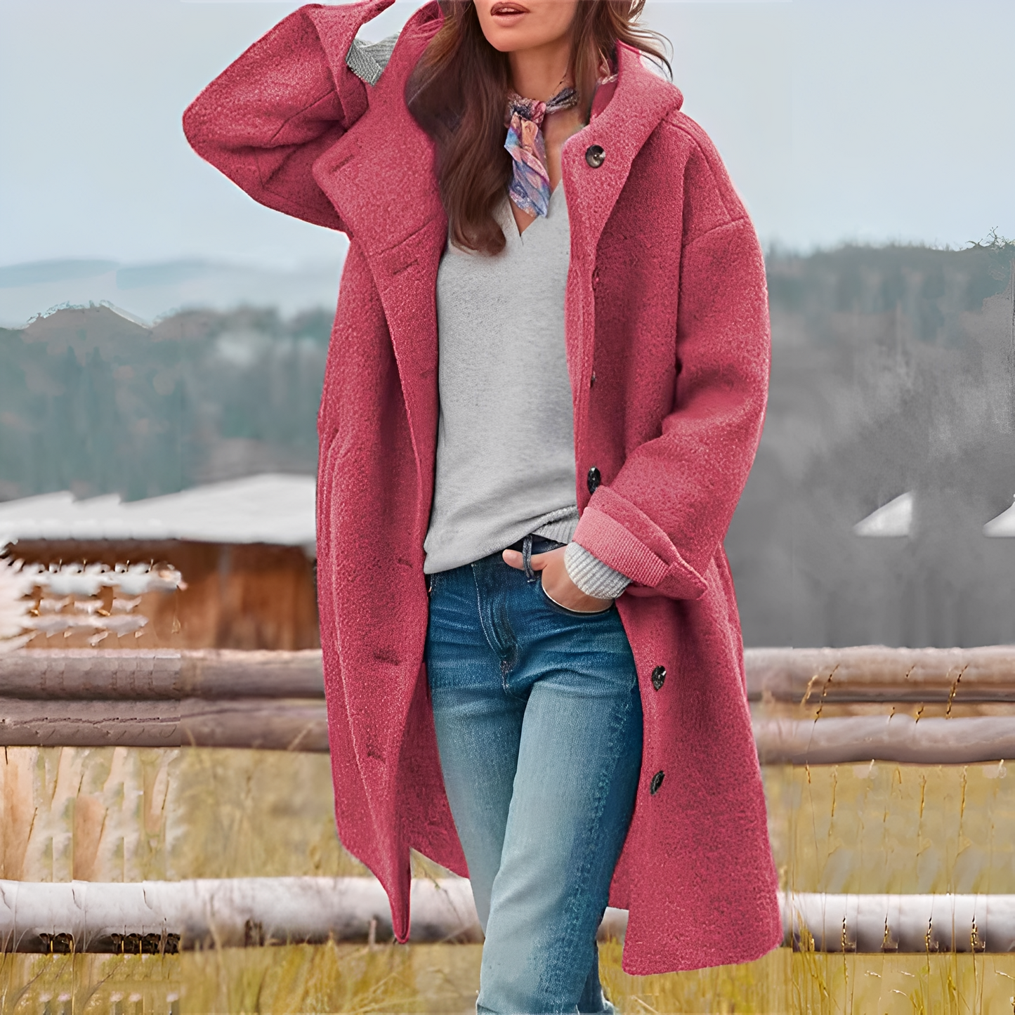 Charmaine - Eleganter, warmer langer Damenmantel