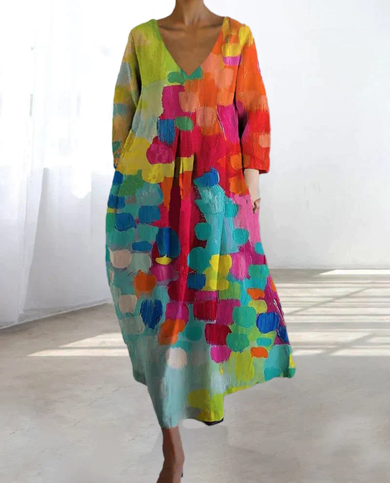 Alina – Buntes Damenkleid mit Muster