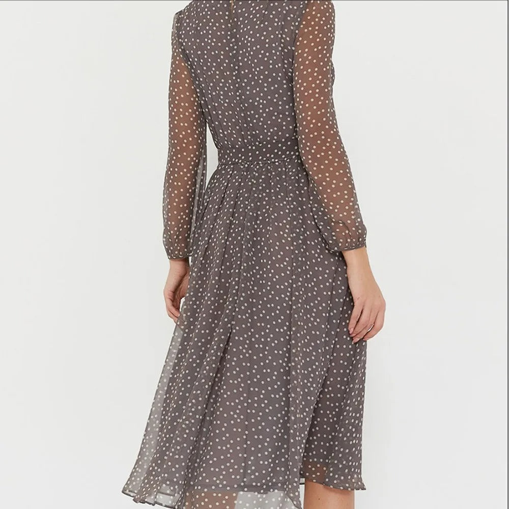 Branda - Langes Spitzenkleid mit Polka-Dots für Damen