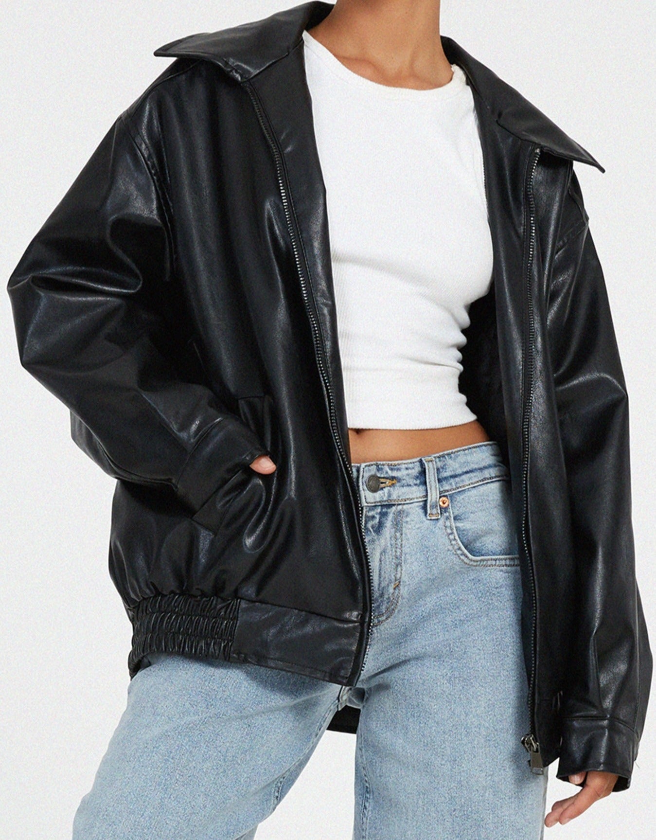 Sophia – Legere Oversize-Jacke aus Leder für den Alltag