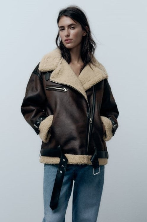 Bridget - Jacke mit Kunstleder-Revers Schick