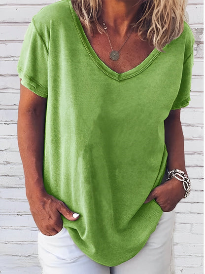 Dayna - Kurzärmeliges T-Shirt mit V-Ausschnitt für Damen
