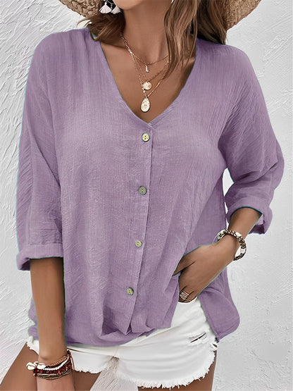 Chrysanta - Bequeme Bluse mit V-Ausschnitt für Damen