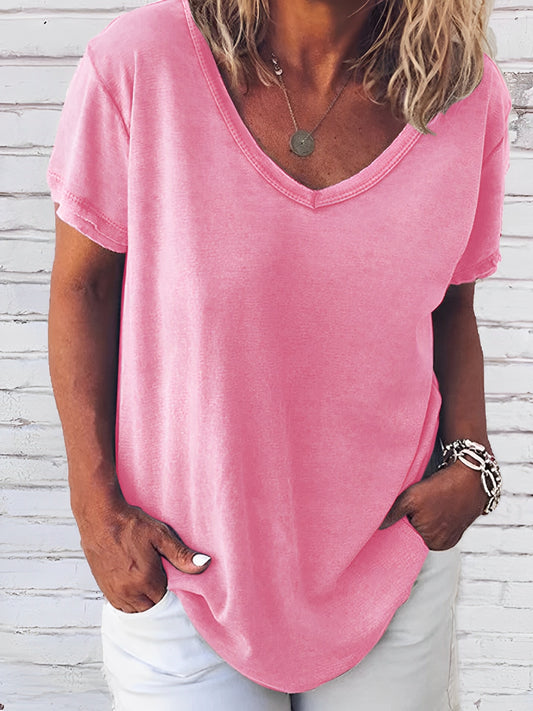Dayna - Kurzärmeliges T-Shirt mit V-Ausschnitt für Damen