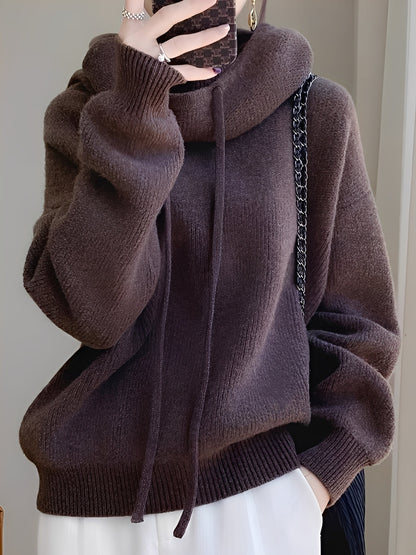 Roxane - Bequemer Damenpulli aus Wolle mit Kapuze
