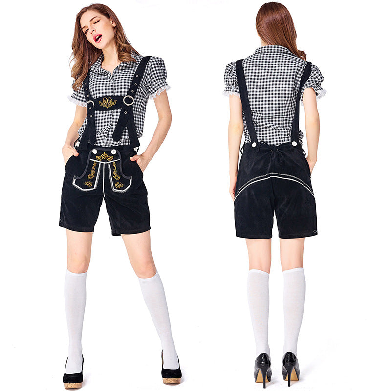 Dahlia - Oktoberfest-Look mit karierten Overalls für Damen