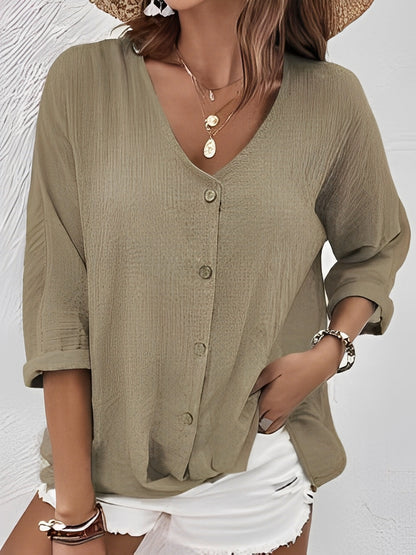 Chrysanta - Bequeme Bluse mit V-Ausschnitt für Damen
