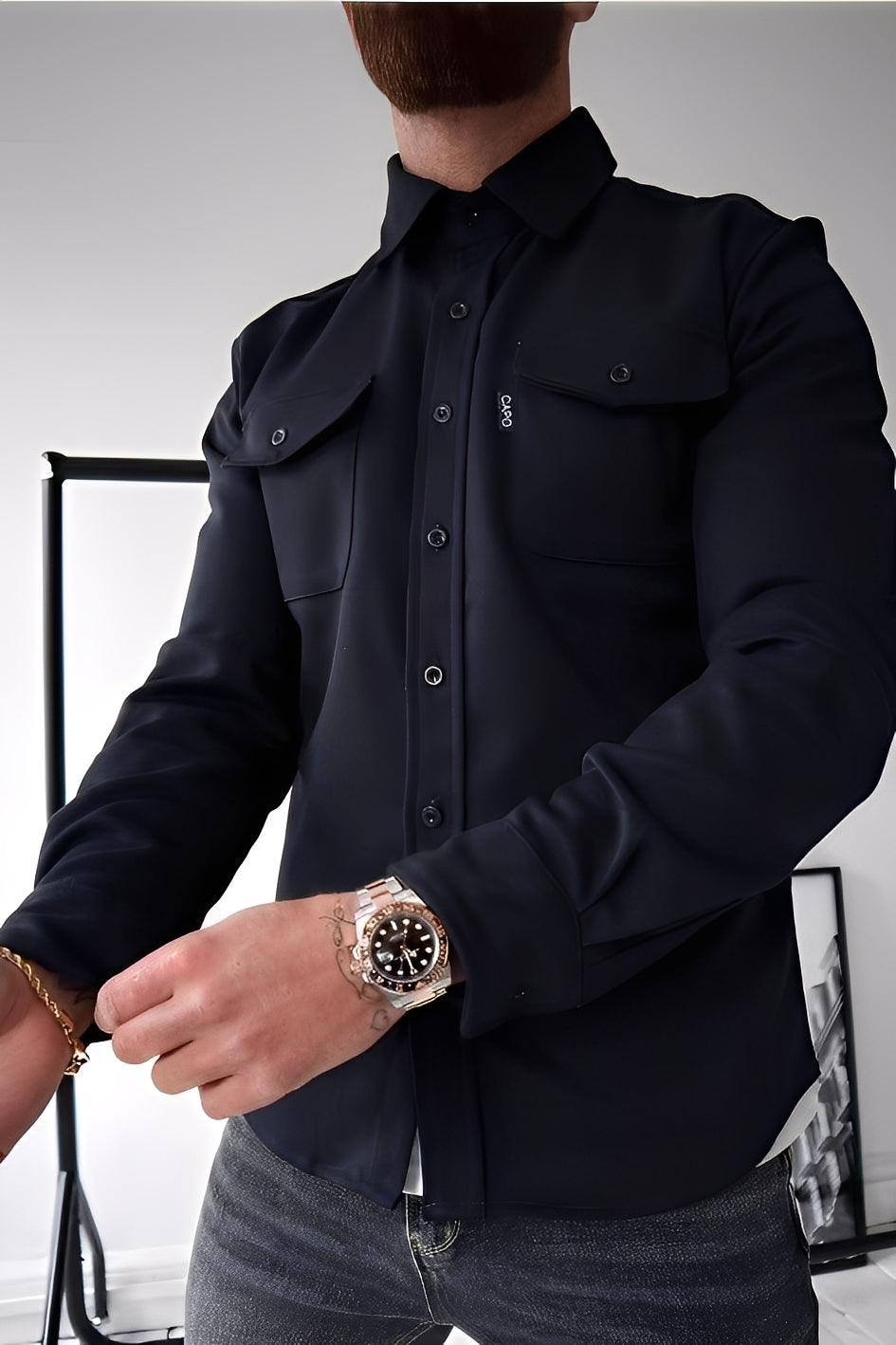 David - Lockeres Herrenhemd mit Taschen