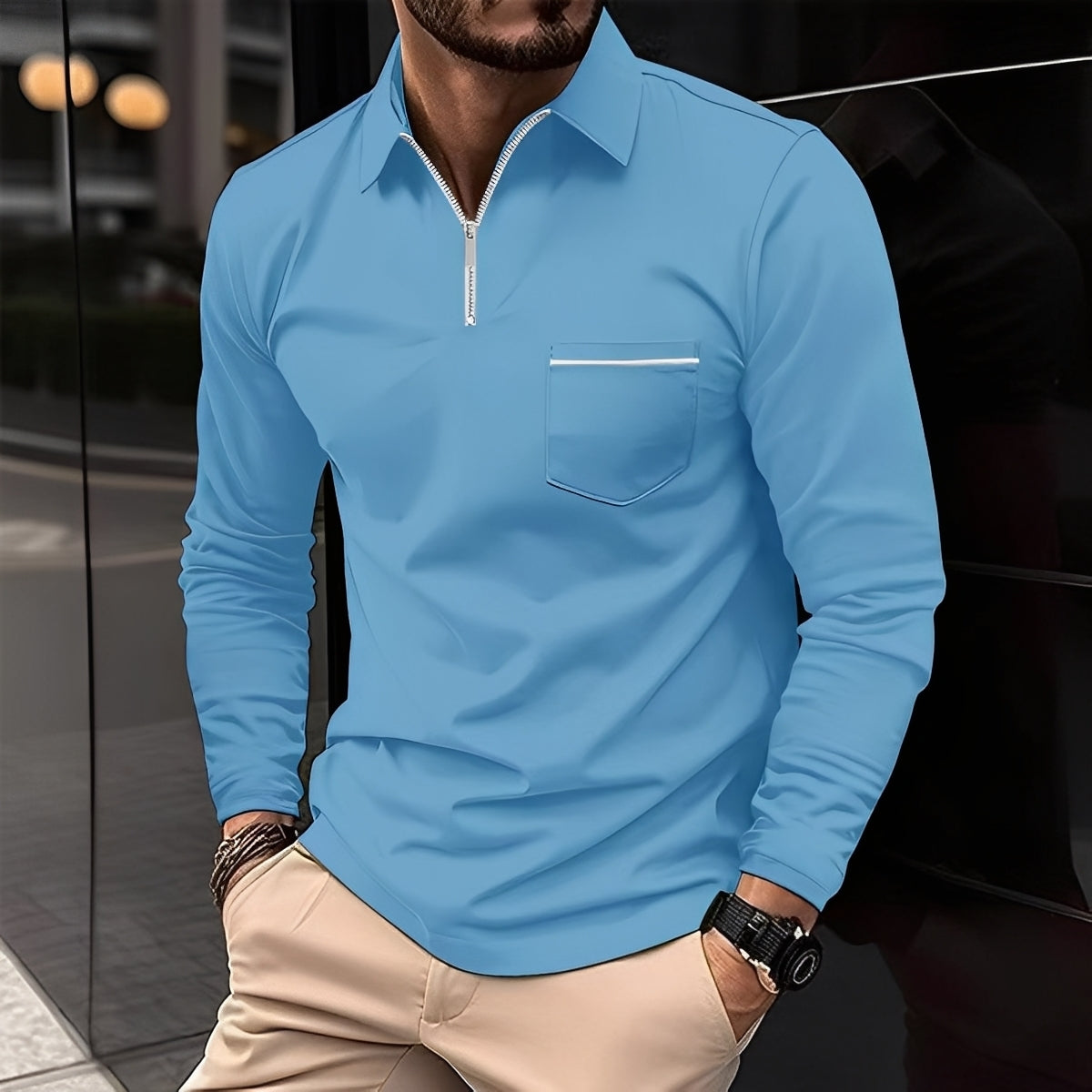 Bernard - Gemütliches Langarm-Shirt mit Männer-Tasche