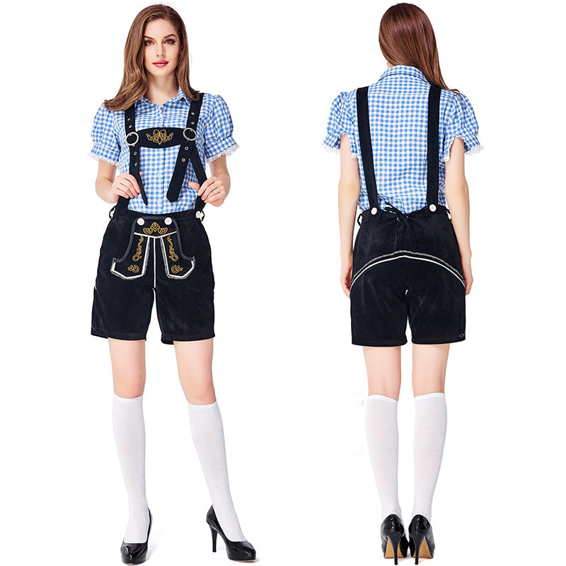 Dahlia - Oktoberfest-Look mit karierten Overalls für Damen
