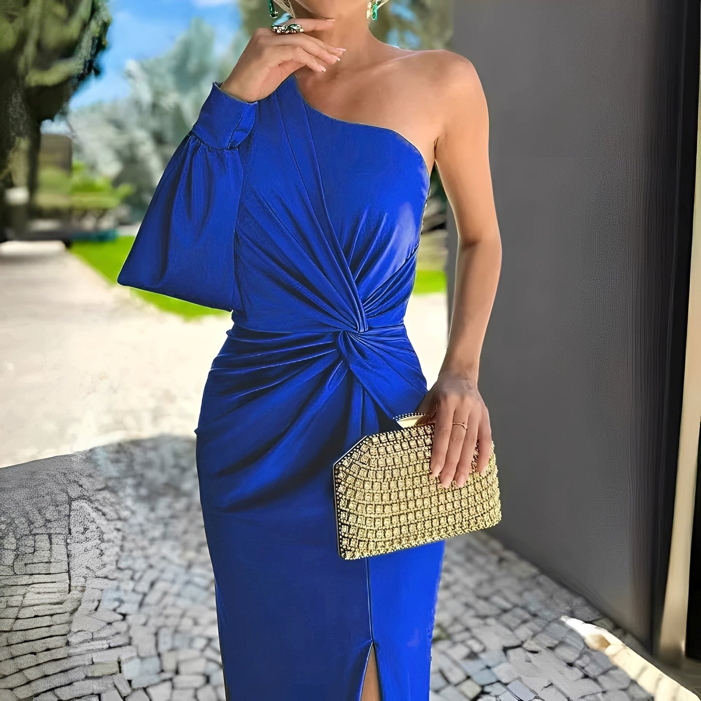 Pauline - Elegantes Damenkleid mit asymmetrischer Drapierung
