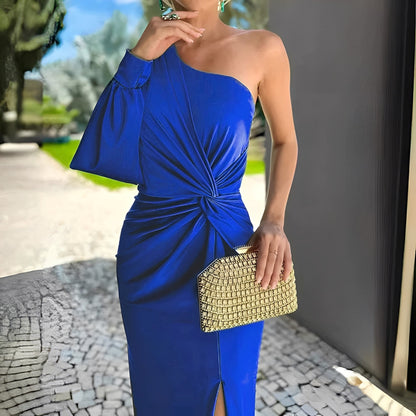 Pauline - Elegantes Damenkleid mit asymmetrischer Drapierung