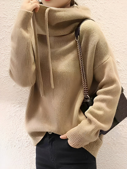Roxane - Bequemer Damenpulli aus Wolle mit Kapuze