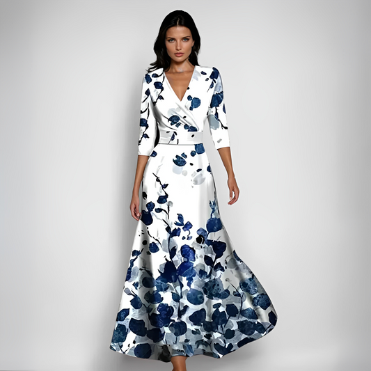 Delores - Langärmliges Maxikleid mit Blumenmuster für Damen