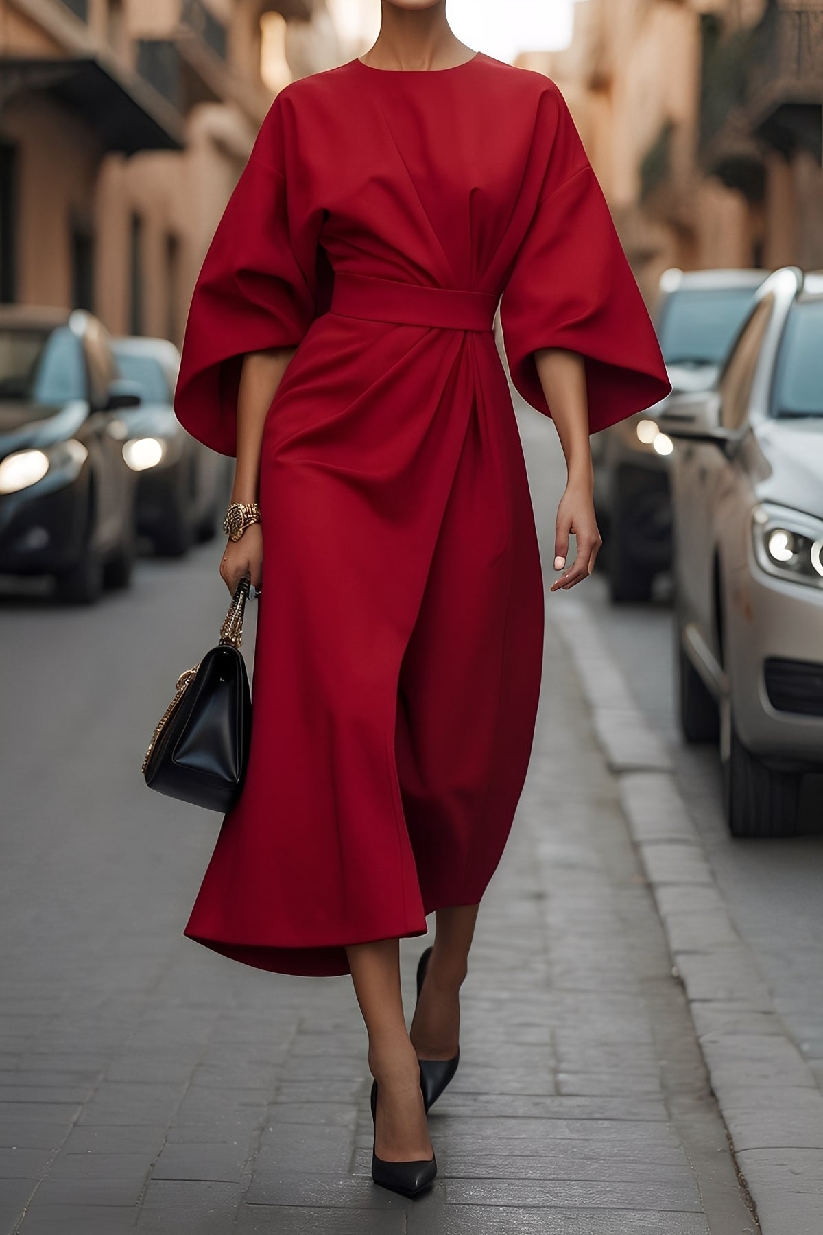 Elena - Schickes, lockeres Damenkleid mit Gürtel