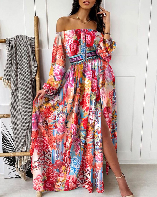 Eireen - Schulterfreies Maxikleid mit Schlitz für Damen
