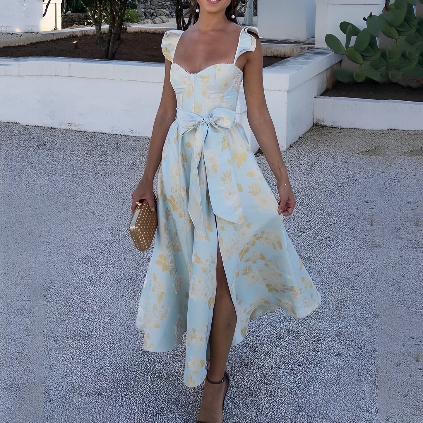 Adalyn - Blumenkleid mit Schleife an der Taille für Damen