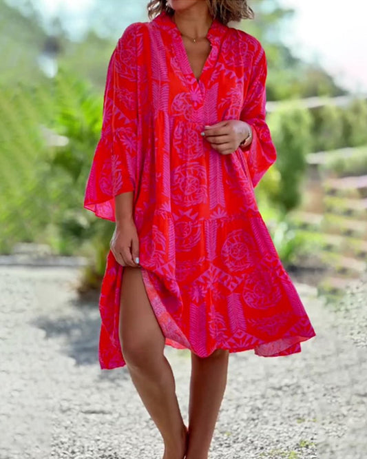 Mia – Kleid mit geometrischem Boho-Muster