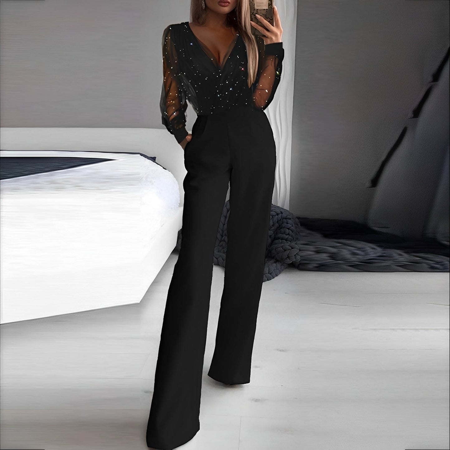 Catherina - Eleganter Damen-Jumpsuit mit V-Ausschnitt