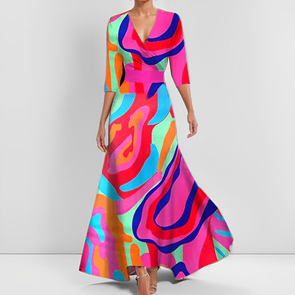 Delores - Langärmliges Maxikleid mit Blumenmuster für Damen
