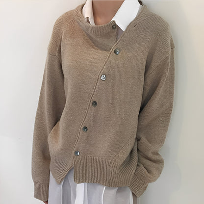 Arianna - Locker geschnittene Kaschmirjacke mit Knöpfen für Damen