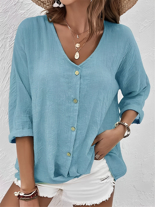 Chrysanta - Bequeme Bluse mit V-Ausschnitt für Damen