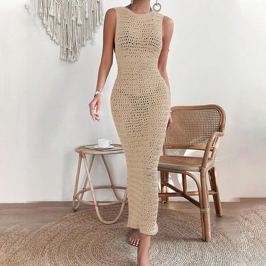 Madelina - Ärmelloses, ausgeschnittenes Strickkleid für Damen
