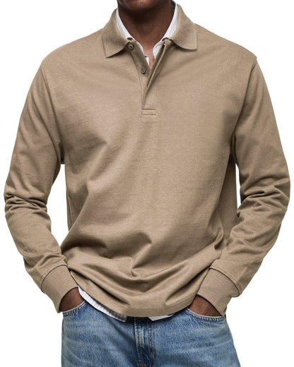 Dewey - Herren Langarm-Poloshirt, einfach gehalten