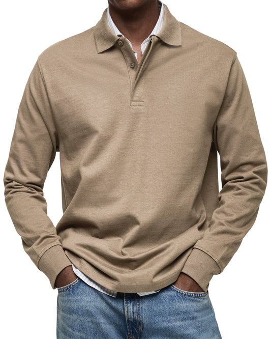 Dewey - Herren Langarm-Poloshirt, einfach gehalten
