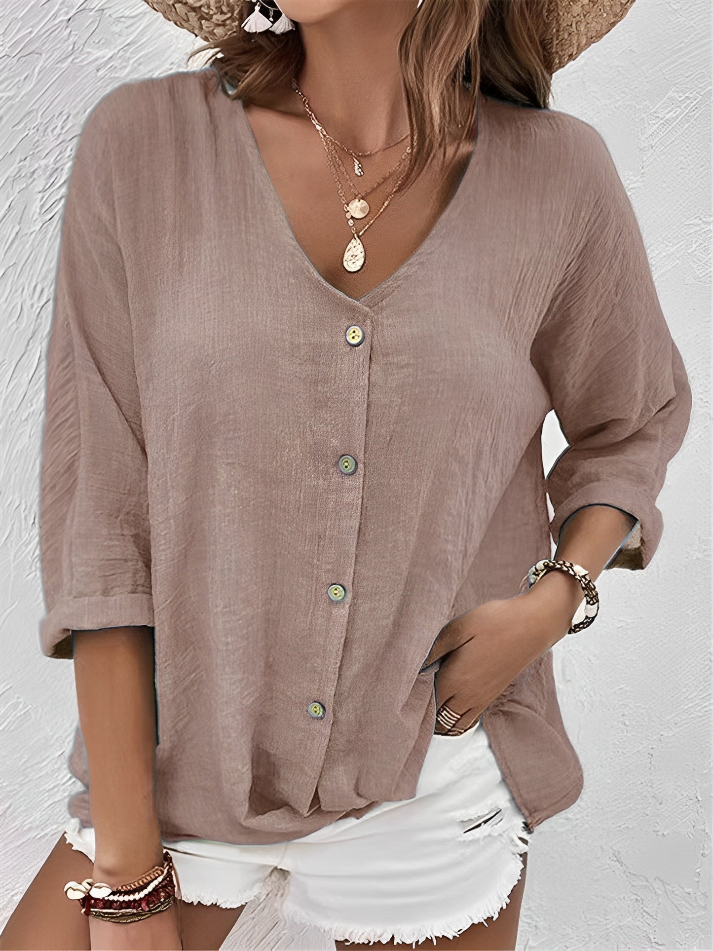 Chrysanta - Bequeme Bluse mit V-Ausschnitt für Damen