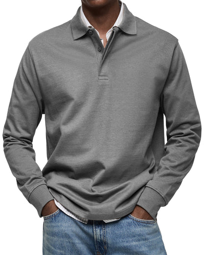 Dewey - Herren Langarm-Poloshirt, einfach gehalten