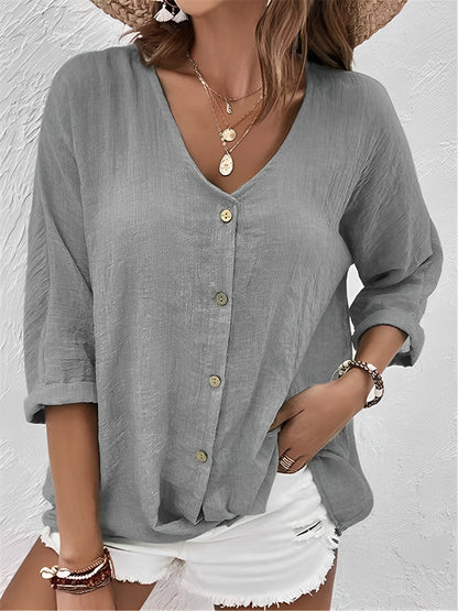 Chrysanta - Bequeme Bluse mit V-Ausschnitt für Damen