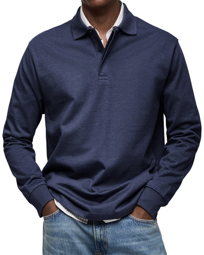 Dewey - Herren Langarm-Poloshirt, einfach gehalten