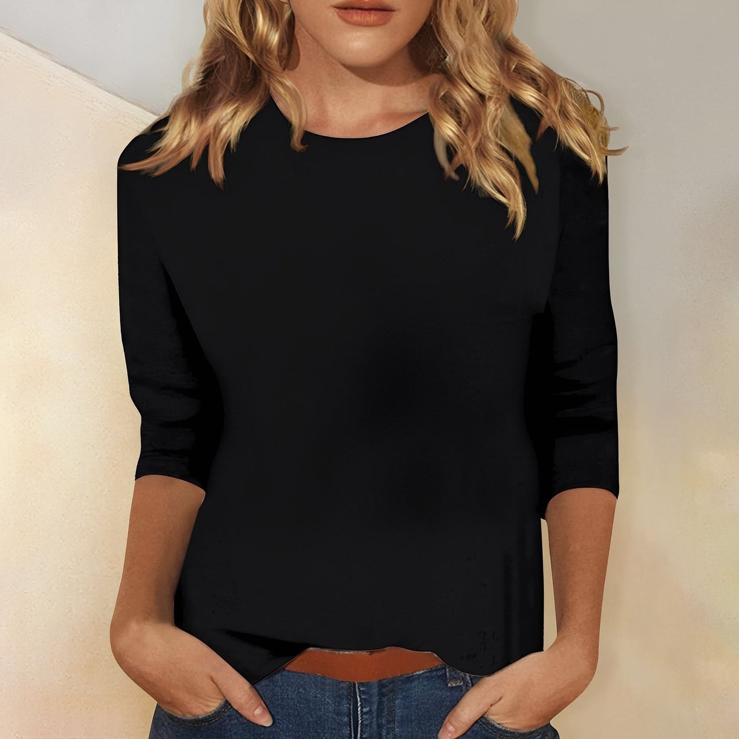 Katherina - Bequemes Damen-Shirt mit langen Ärmeln und Rundhals