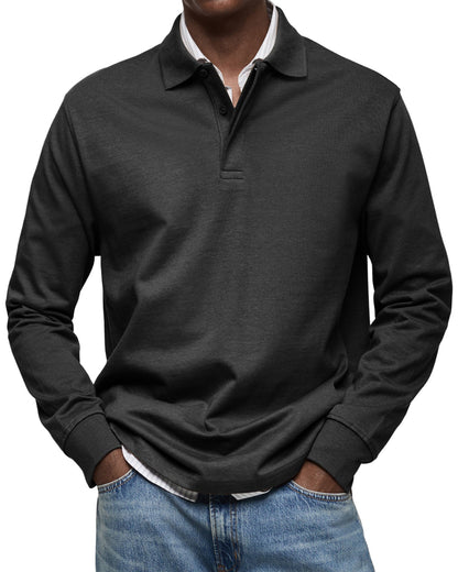 Dewey - Herren Langarm-Poloshirt, einfach gehalten