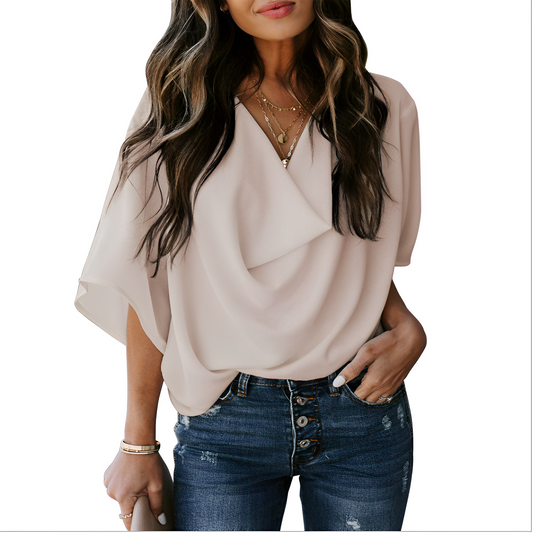 Nichola - Locker sitzende Bluse mit V-Ausschnitt für Damen