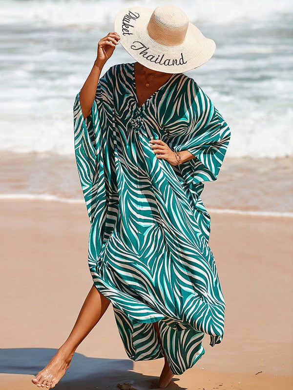 Davina - Lockeres, langes Sommerkleid mit V-Ausschnitt für Damen