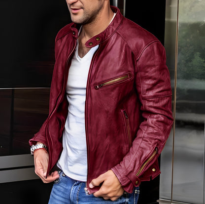 Winston - Allzweck-Lederjacke mit Stehkragen für Männer