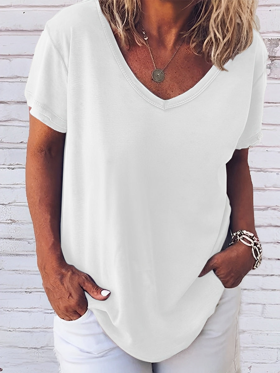 Dayna - Kurzärmeliges T-Shirt mit V-Ausschnitt für Damen