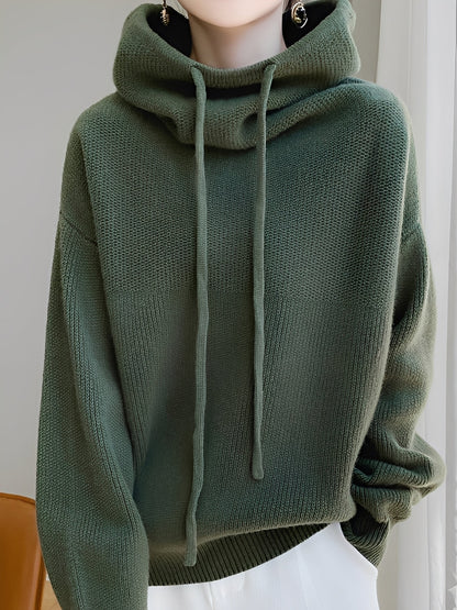 Roxane - Bequemer Damenpulli aus Wolle mit Kapuze