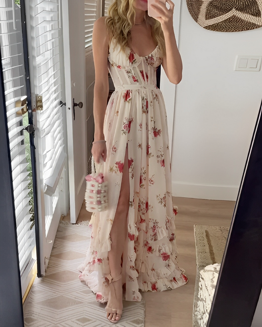 Alvena - Schlankes Kleid mit Schlitz und Gürtel für Damen
