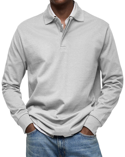Dewey - Herren Langarm-Poloshirt, einfach gehalten