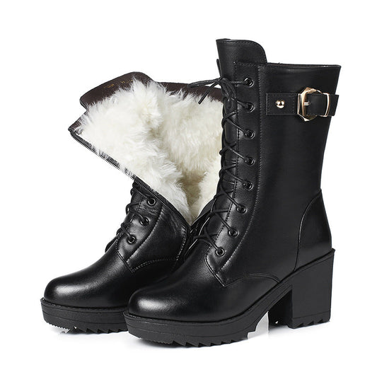 Claudia - Traditionelle Winterstiefel aus schwarzem Leder
