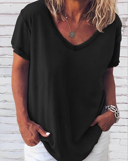 Dayna - Kurzärmeliges T-Shirt mit V-Ausschnitt für Damen